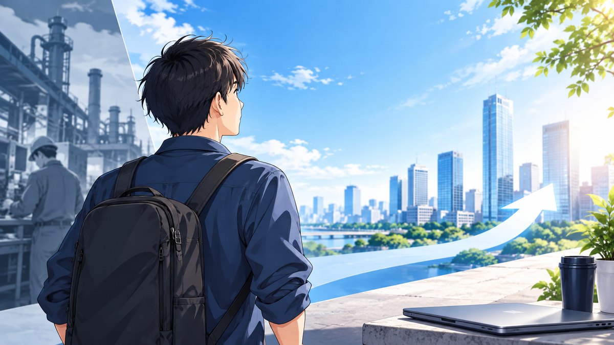 シゴトノビ運営者のキャリアの歩みをイメージしたイラスト