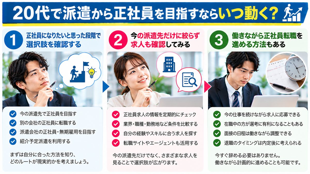 20代で派遣から正社員を目指す際に確認したい3つの行動