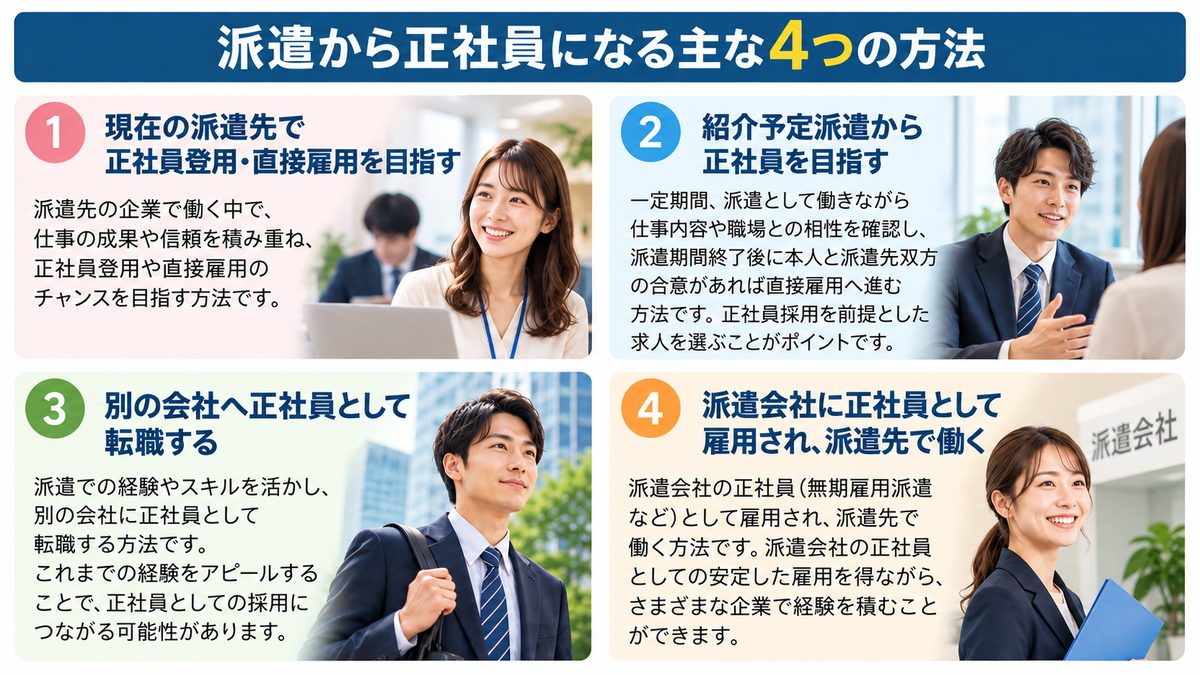派遣から正社員になる主な4つの方法