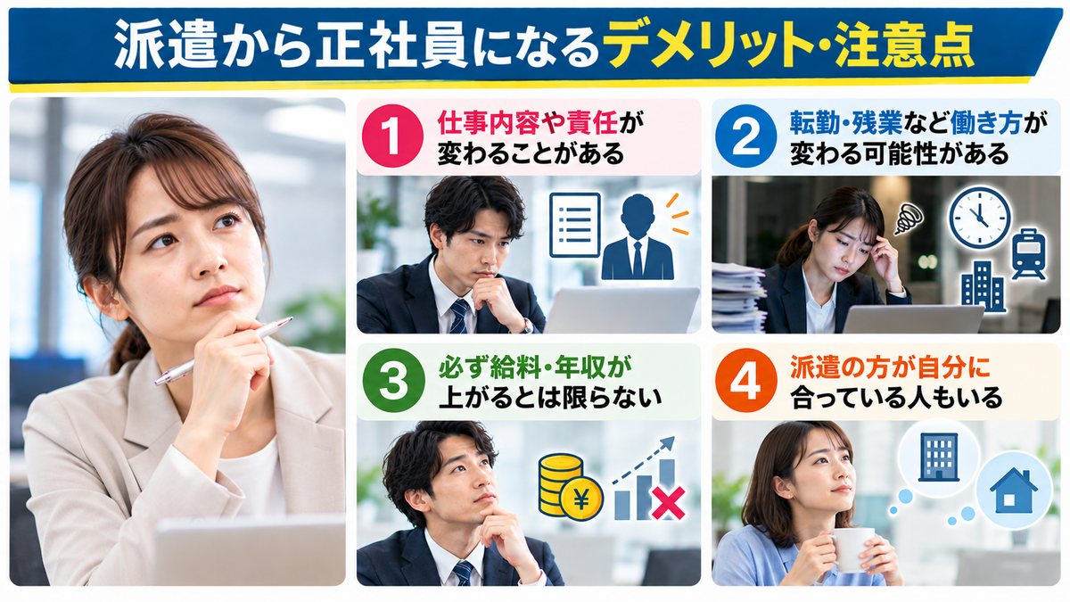 派遣から正社員になるデメリット・注意点
