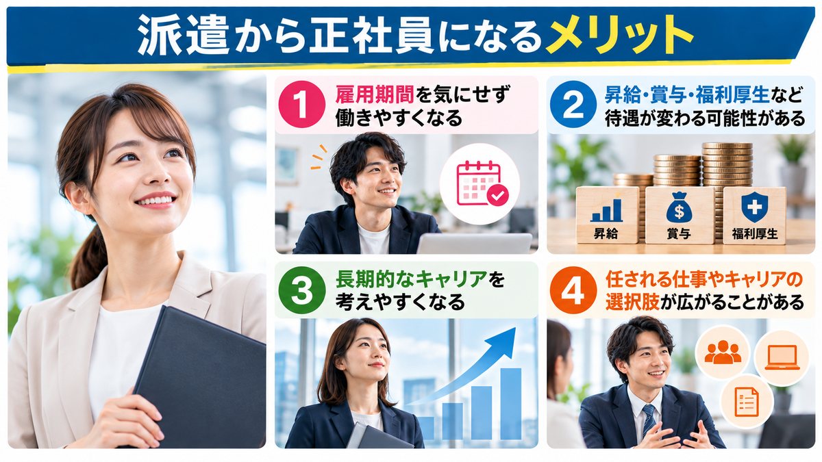 派遣から正社員になる主なメリット